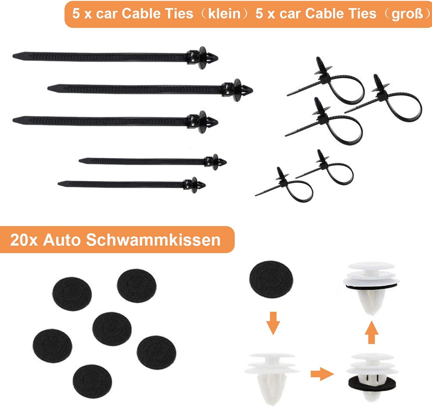Detalle de Ginsco Kfz-Werkzeug-Set 716-teilig: Universal Befestigungsclips für Verkleidungen, Stoßstangen & mehr