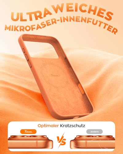 Thumbnail 6 de TOCOL Flüssig Silikon-Magnethülle für iPhone 17 Pro in Orange – sicherer MagSafe-Schutz