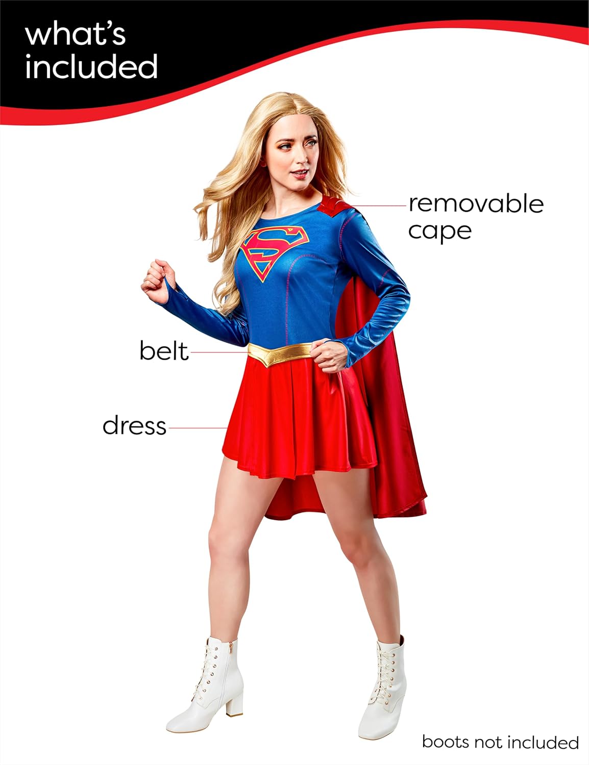Detalle de Rubies 820238 Supergirl TV Series Adult Costume Dress with Detachable Cape