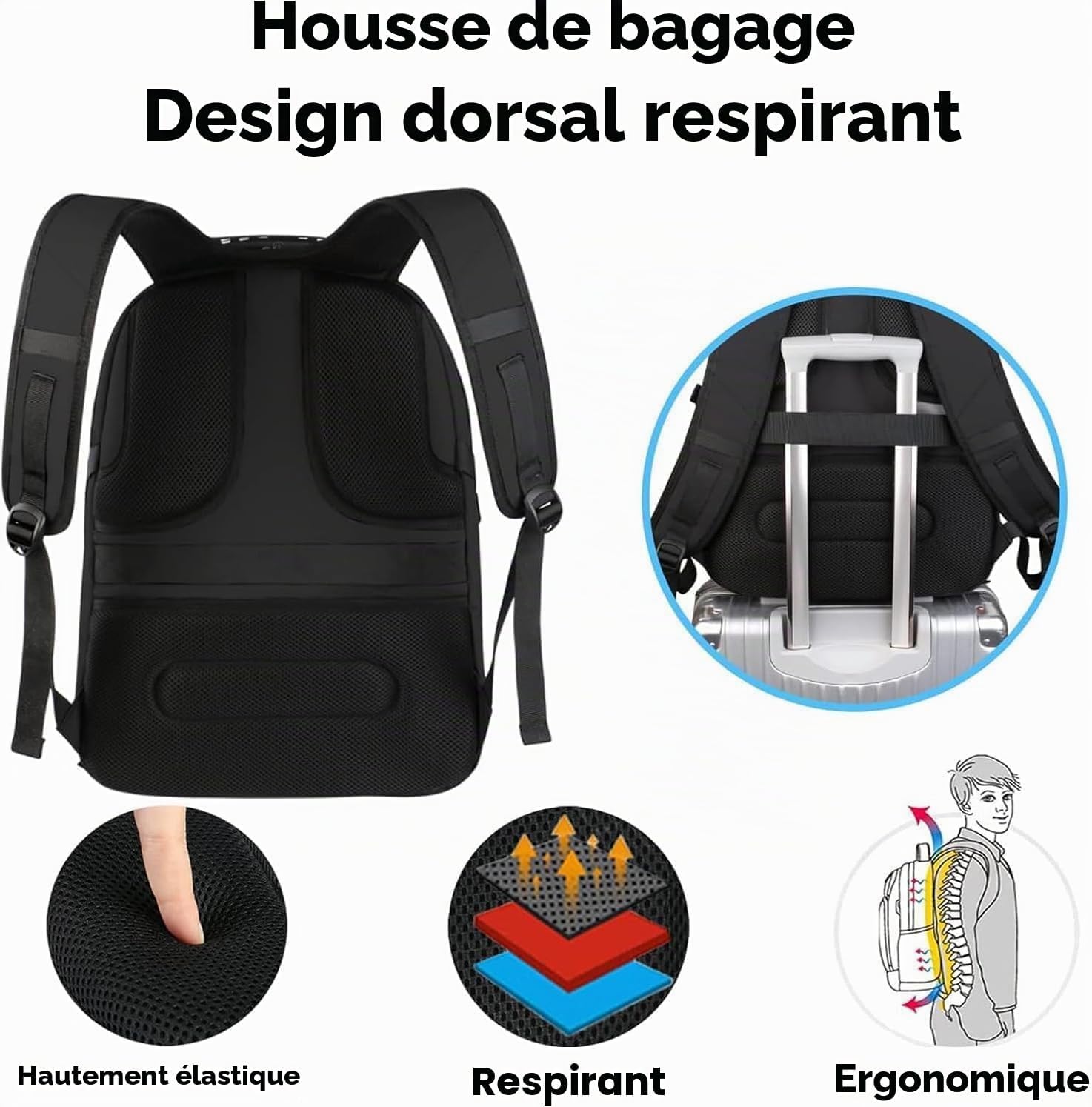 Detalle 2 de MATEIN laptoprugzak 17 inch, 55 liter met USB-poort en meer dan 20 vakken