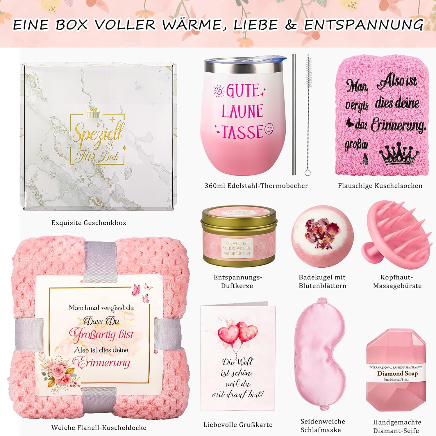 Detalle 2 de TUZELIYA Geschenkset Rosa Mutmacher