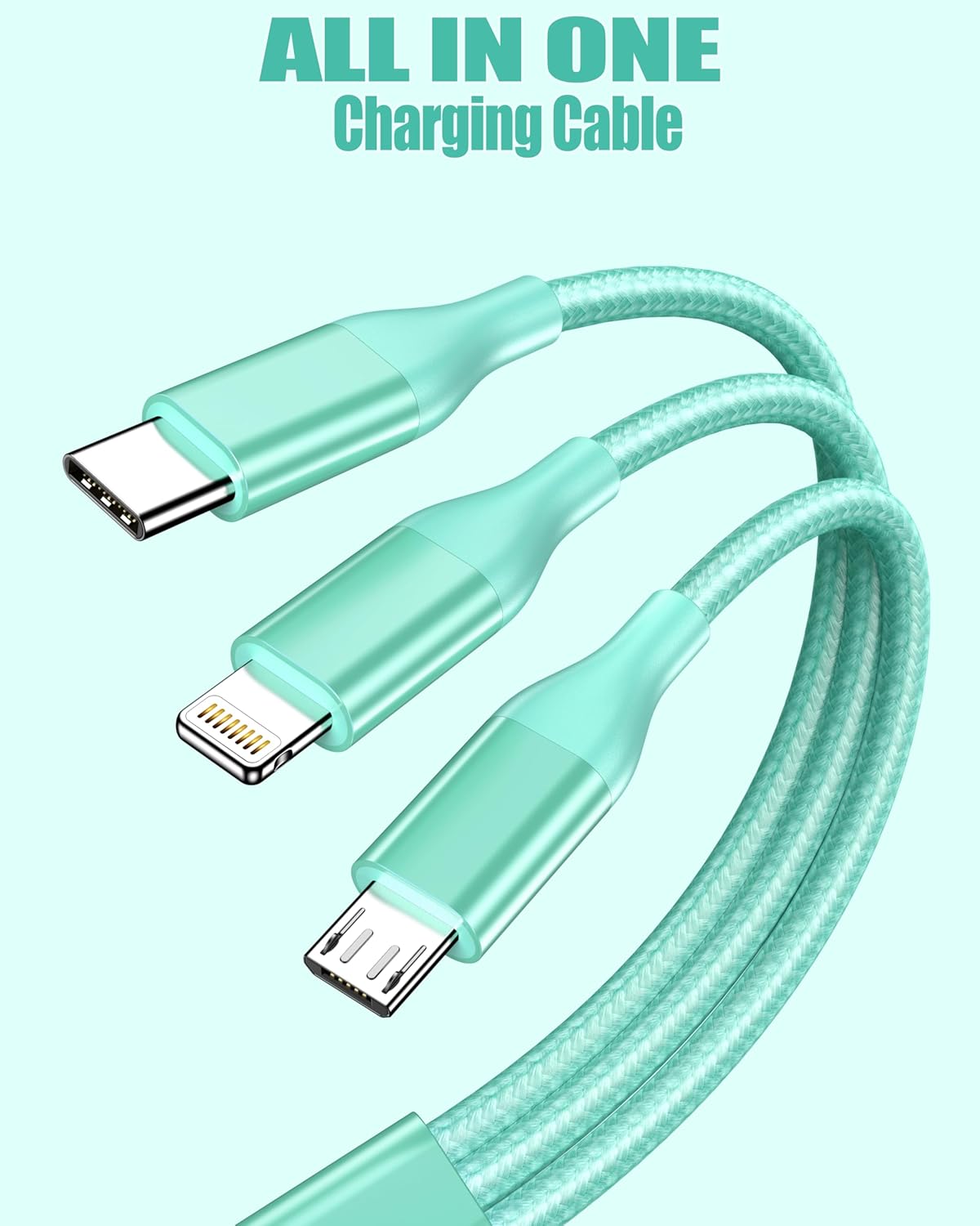 Thumbnail 3 de ShSiXin 3-in-1 Multi Charging Cable (USB-C / Micro USB / MFi Lightning) 2-Pack, Travel & Car Charger Cord