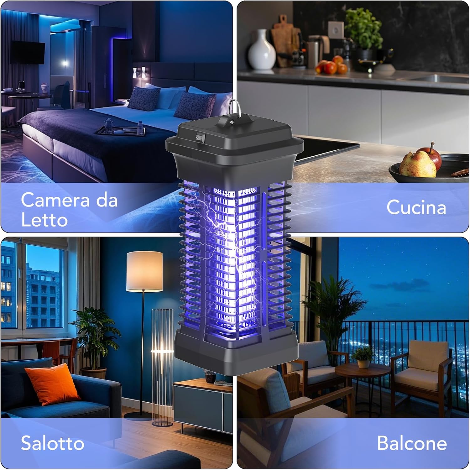 Detalle de Lampada Antizanzare Elettrica 6W con Zanzariera UV 1000V per Interni