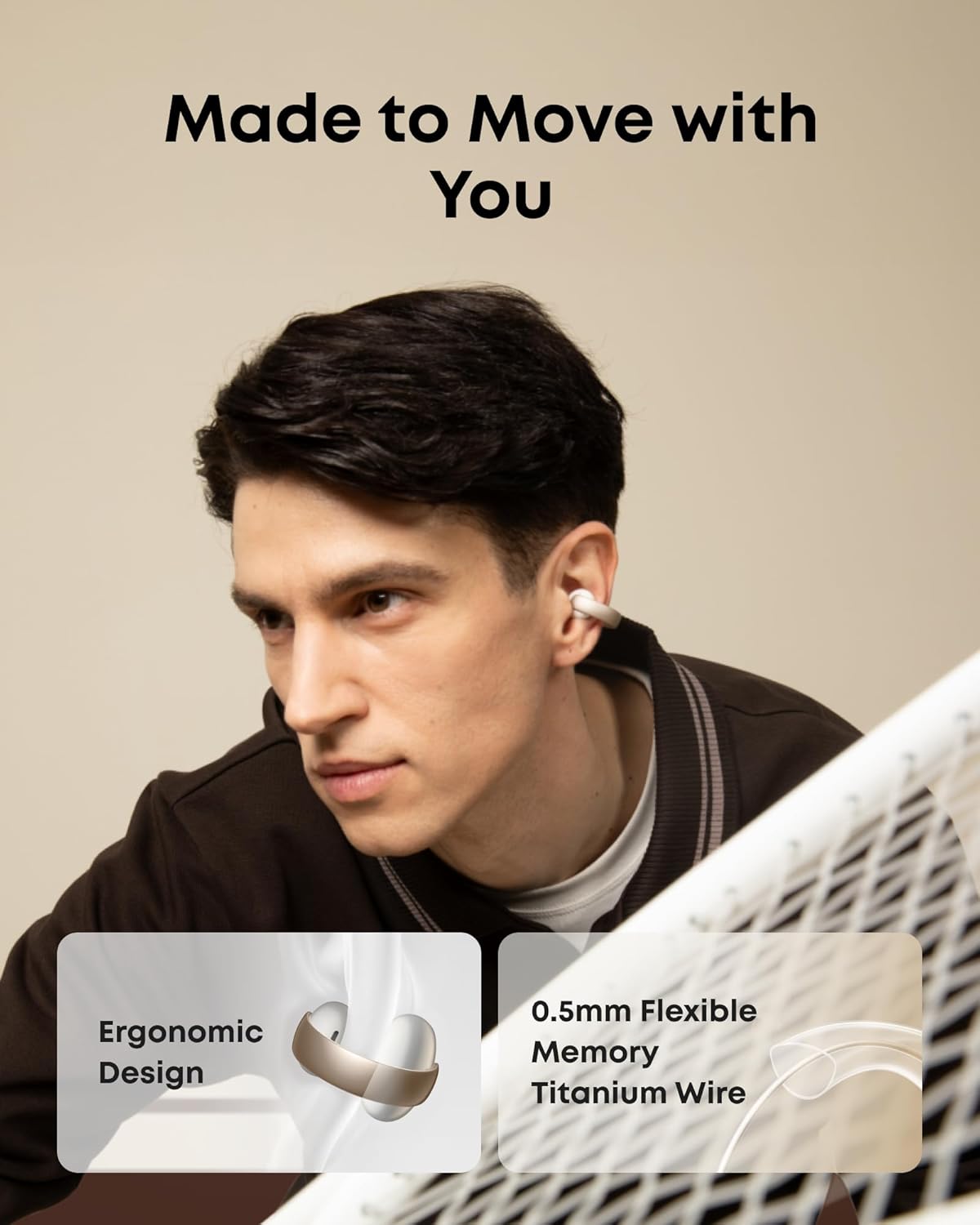 Detalle de Soundcore AeroClip open-ear earbuds 12mm