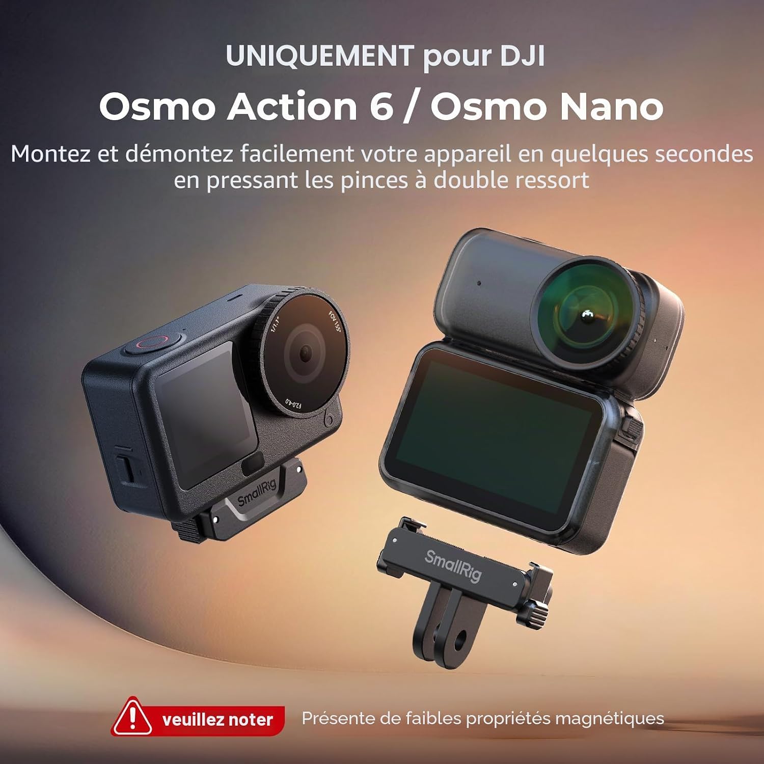 Detalle de SmallRig Action 6 / Nano Adaptateur Magnétique à Dégagement Rapide pour DJI Osmo Action 6 et Osmo Nano ( Lot de 2 )