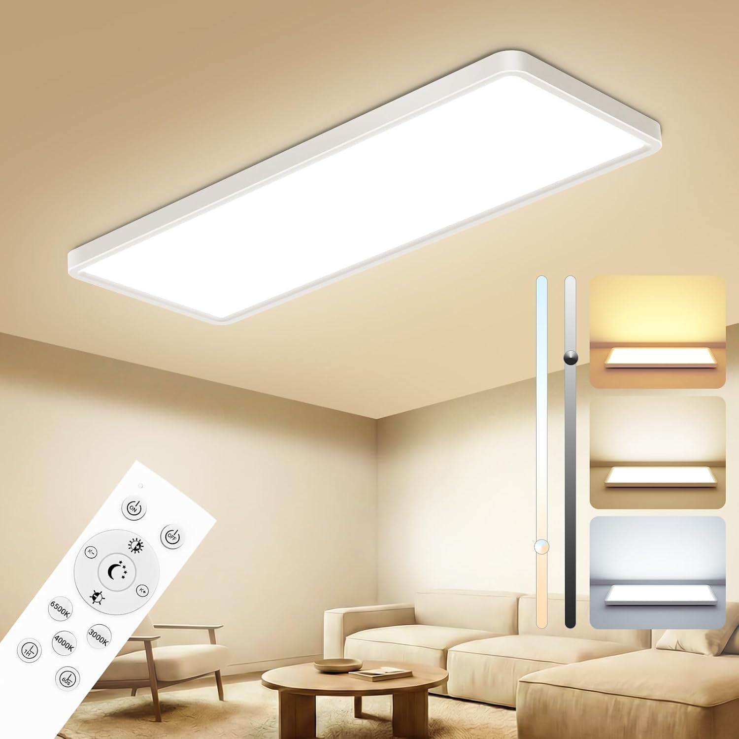 Detalle de Pesaur LED Deckenleuchte Flach 58x20cm 3500lm
