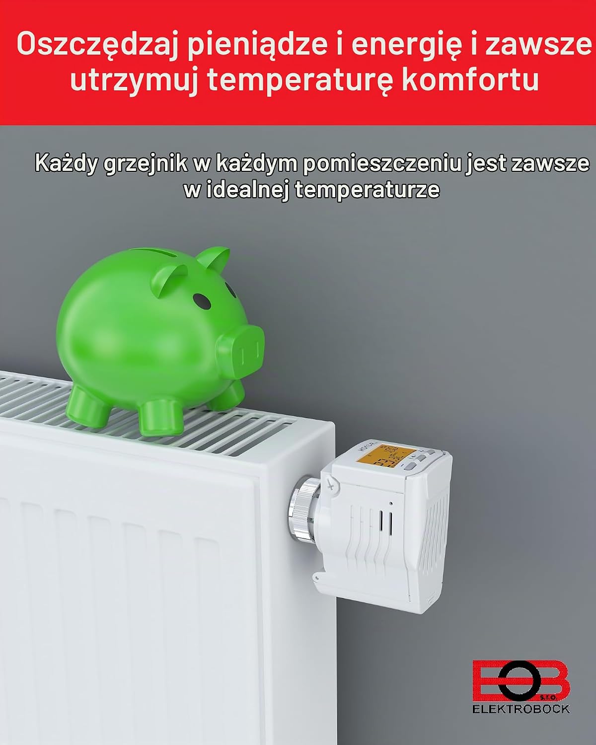 Detalle 2 de Elektrobock HD13-Profi programowalny termostat grzejnikowy, biały, z czujnikiem okiennym