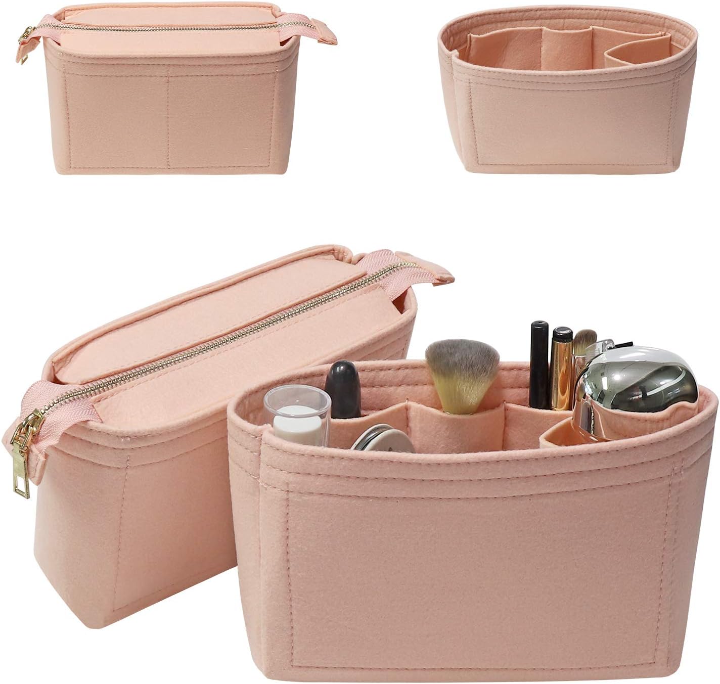 Detalle de Soyizom Felt Bag Organizer Insert for Tote - 2-Pack Set (Pink) for Neonoe Noé and Bucket Bags