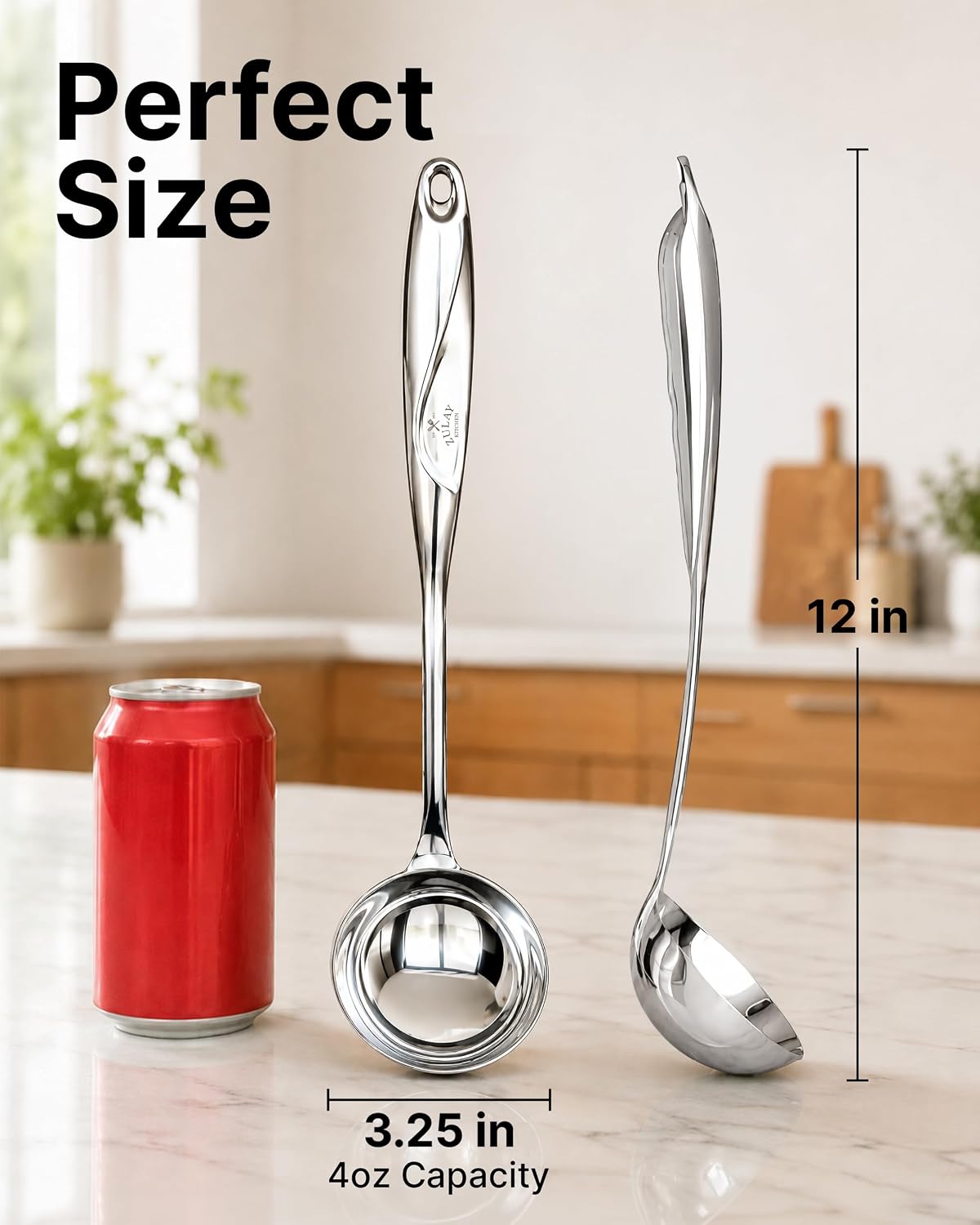 Detalle de Zulay Kitchen 13" Stainless Steel Soup Ladle — Large, Durable, Ergonomic