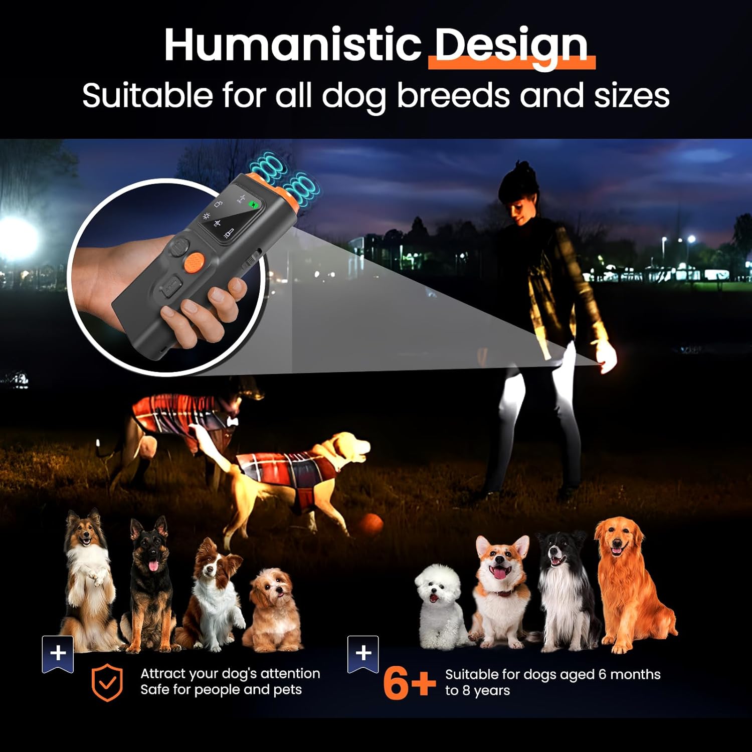 Thumbnail 4 de Anti Barking Device with 4 Modes Ultrasonic Dog Repeller (Handheld, Rechargeable, Type-C)