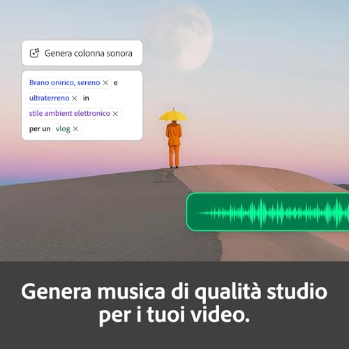 Detalle de Adobe Firefly Standard: Generazione IA per immagini, video e audio — abbonamento 12 mesi con 2000 crediti IA