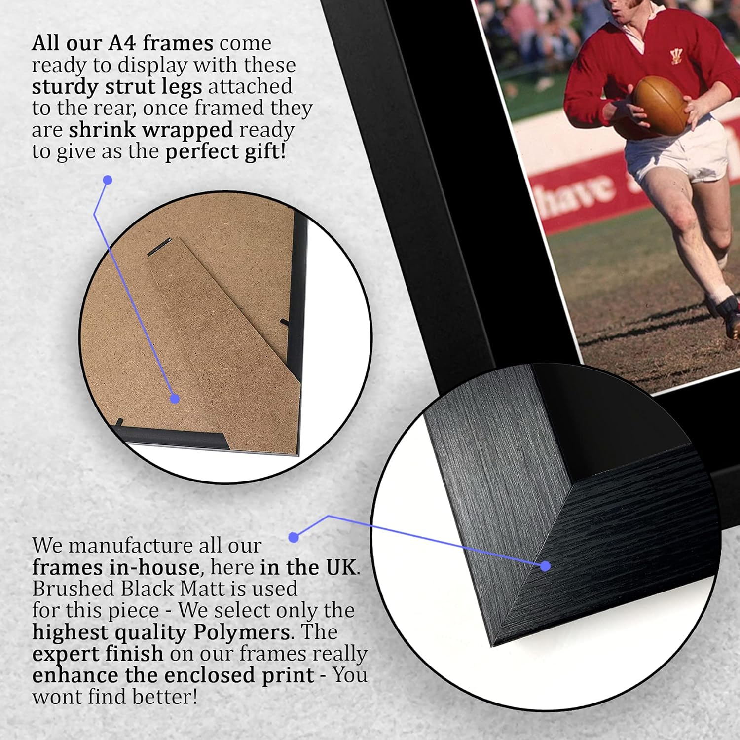 Thumbnail 6 de HWC Trading FR A4 JPR Williams Wales framed autograph picture for rugby union fans (A4)