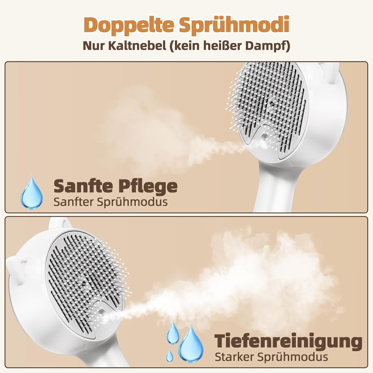 Detalle de Dampf Katzenbürste 2-in-1 Set mit Nebel