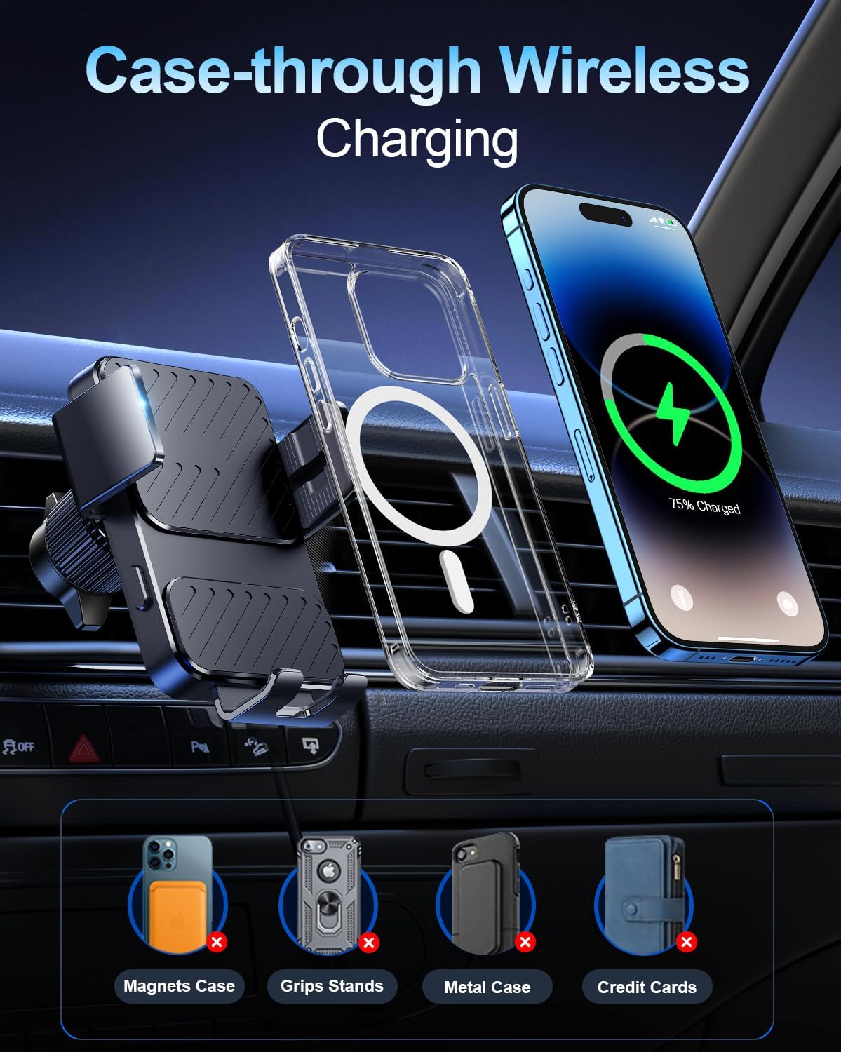 Thumbnail 6 de Guceful Wireless Car Charger (15W) + Auto-Clamping Air Vent Phone Mount
