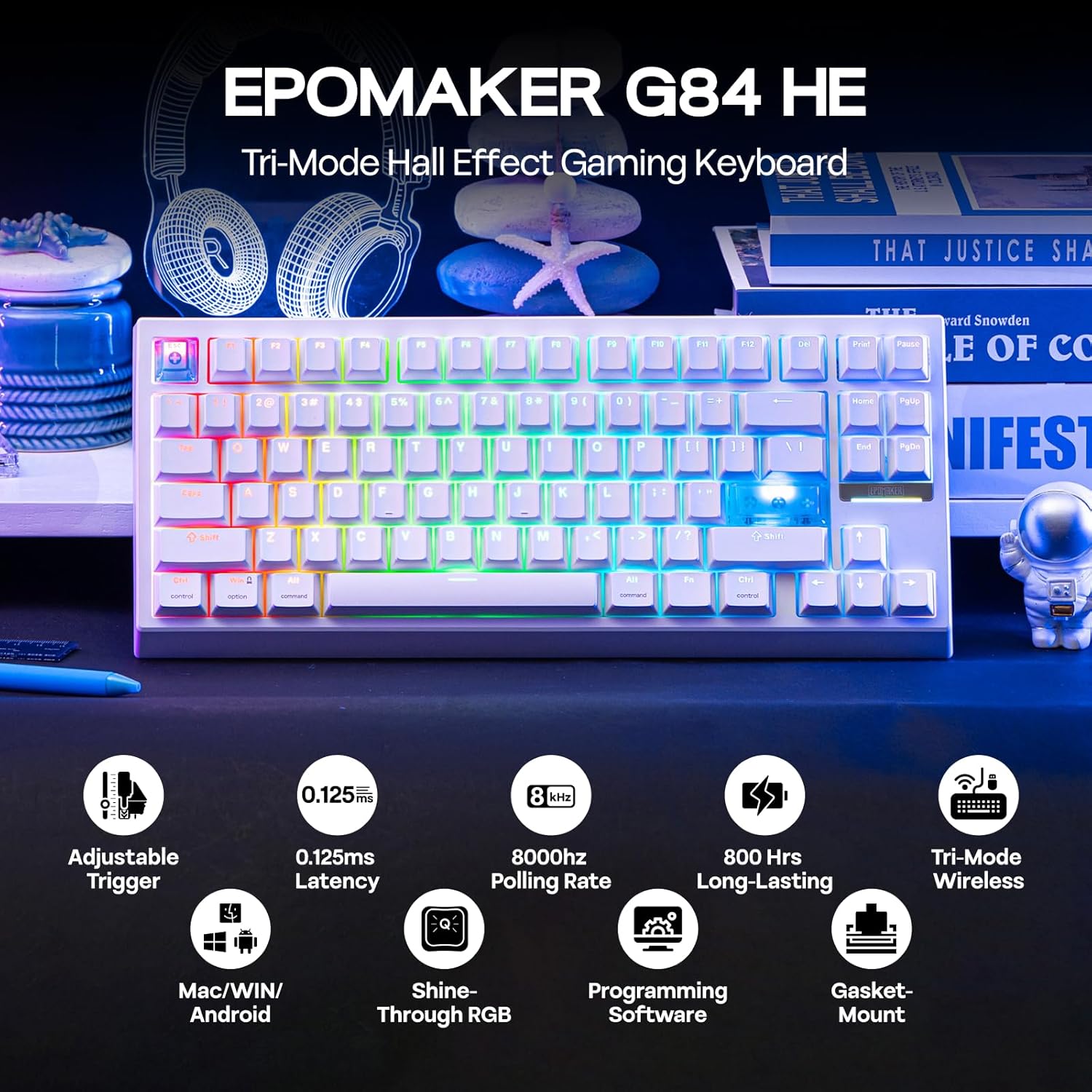 Thumbnail 1 de EPOMAKER G84 HE Wireless Gaming Keyboard: Hall Effect, 8K Polling and 8000mAh Battery
