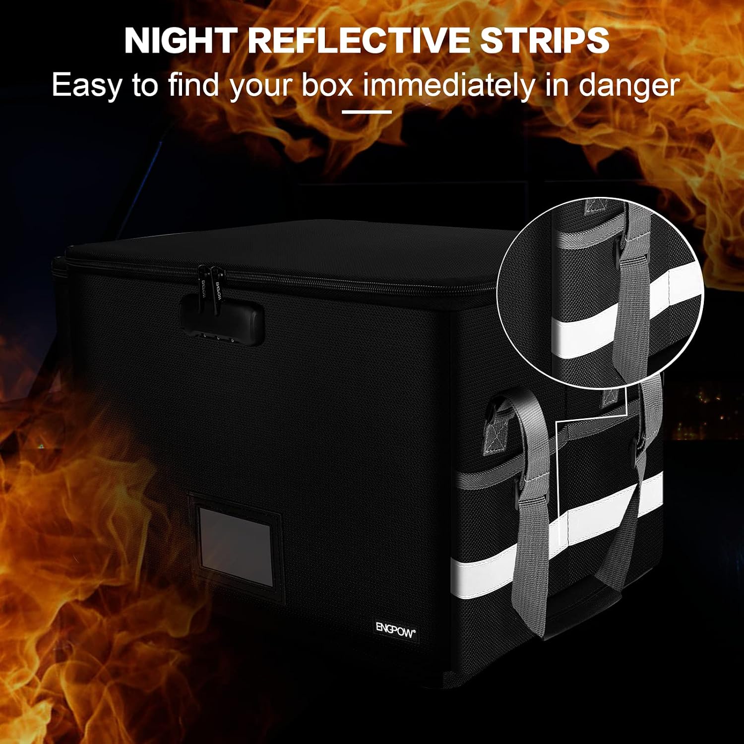 Detalle 2 de ENGPOW EG015 Fireproof File Box with Combination Lock, Collapsible and Water-Resistant
