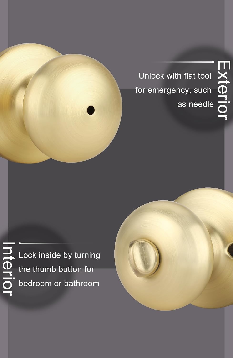Detalle 1 de Goldenwarm Privacy Door Knobs, 6-Pack