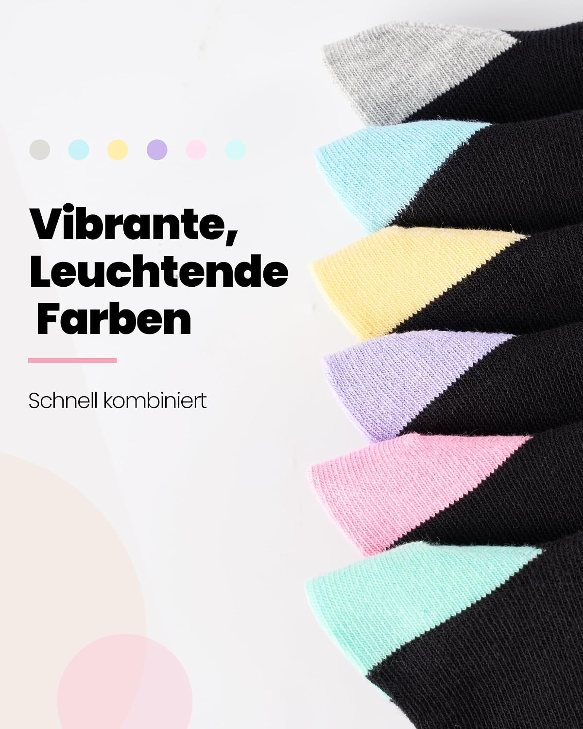 Detalle 2 de SockWaddles skarpety damskie, 80% bawełny, bezszwowe, czarne z kolorowymi akcentami