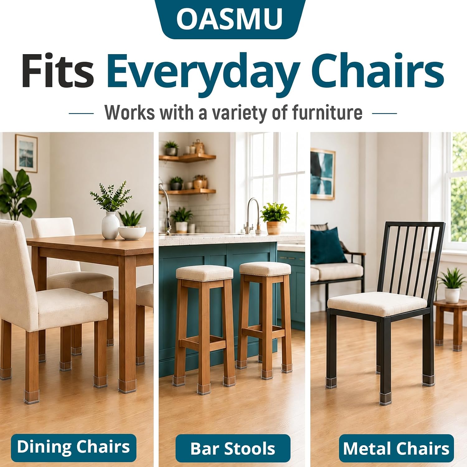 Thumbnail 5 de OASMU chai Rectangular Chair Leg Protectors with Felt Pads, 32-Piece Set