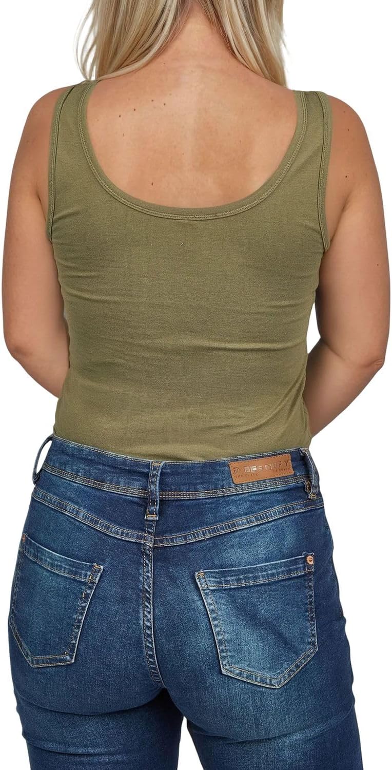 Detalle de ONLY Tank Top Damen – 4er Pack Basic Trägershirt aus Baumwolle-Stretch (Slim Fit)