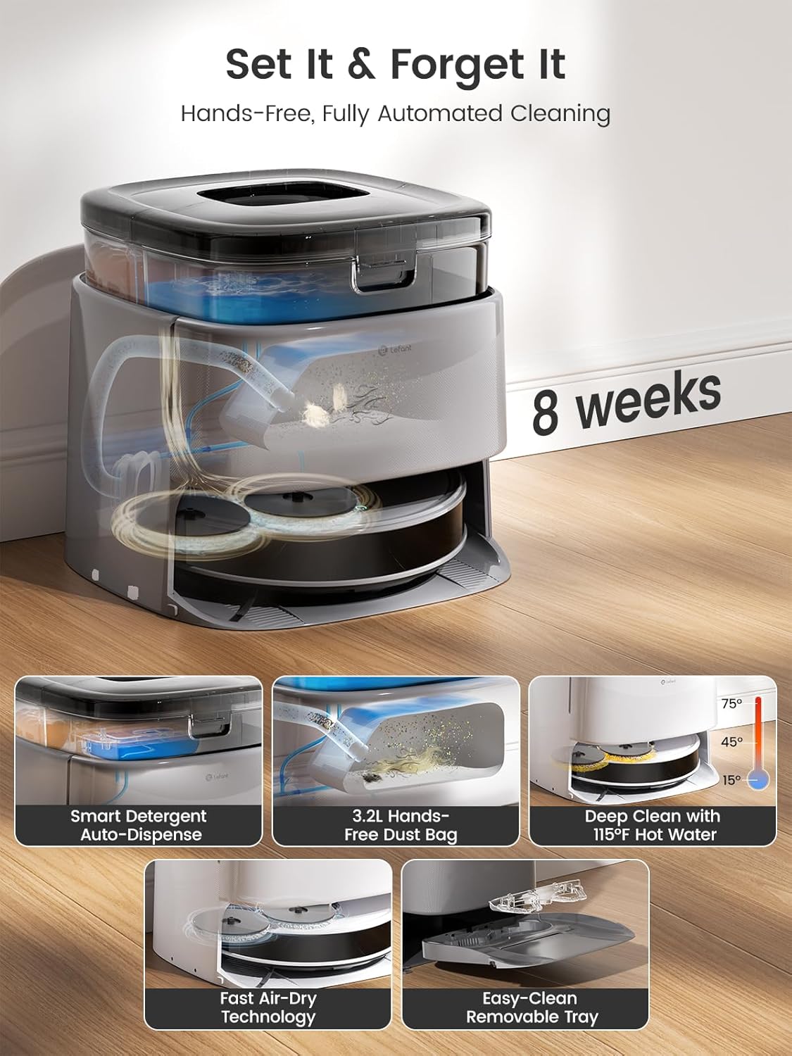 Thumbnail 1 de Lefant M3 Max robot vacuum with mop and self-cleaning station (20,000Pa suction, dToF navigation)