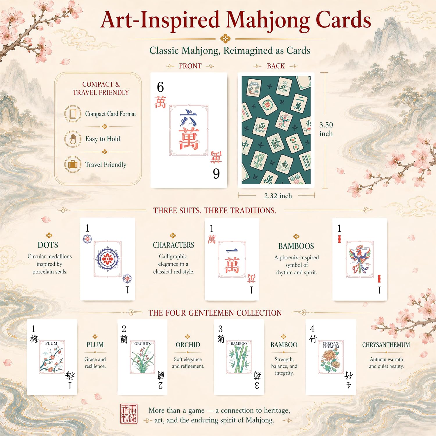 Detalle de Jirovae Mahjong Card Set, 144 Cards