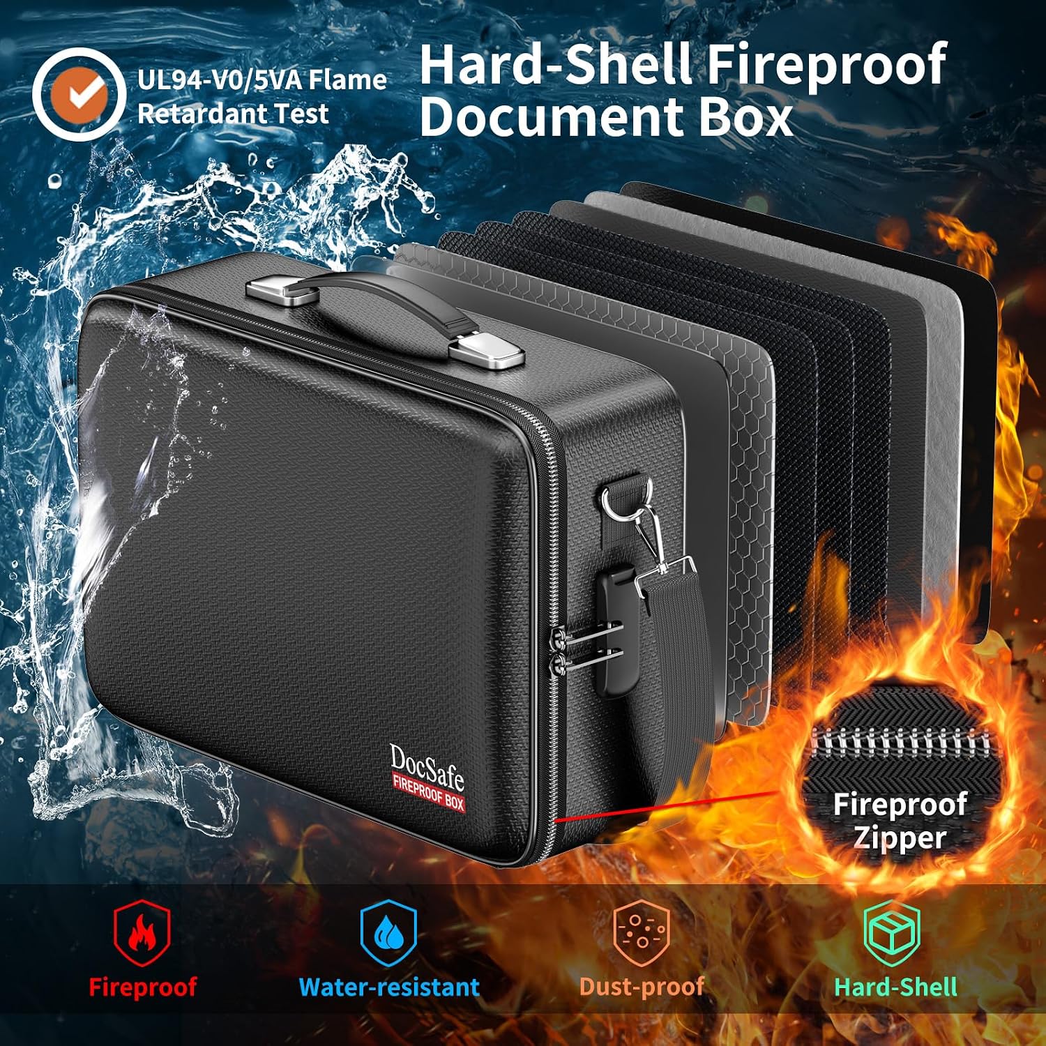 Detalle de DocSafe DS0104 Fireproof Document Box, Hard Shell with Combination Lock