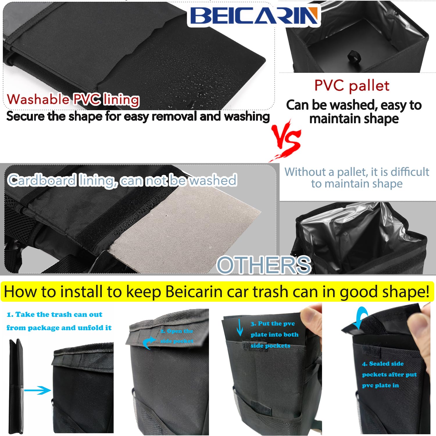 Detalle 2 de Beicarin Car Trash Can 2.6 Gal