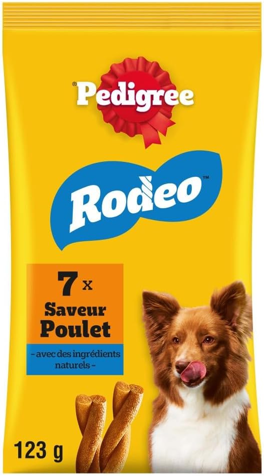 PEDIGREE Rodéo – Récompenses saveur Poulet pour chien – 12 sachets de 7 friandises (12x123g)