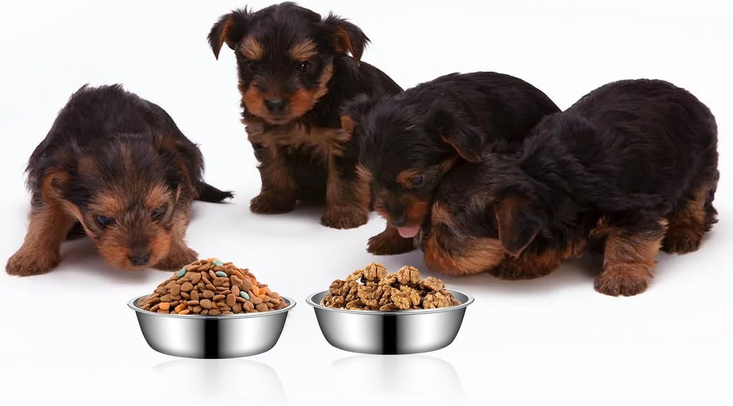Detalle de LLMSIX 3 Pcs Stainless Steel Cat Food Bowl – Durable, Shallow and Dishwasher Safe