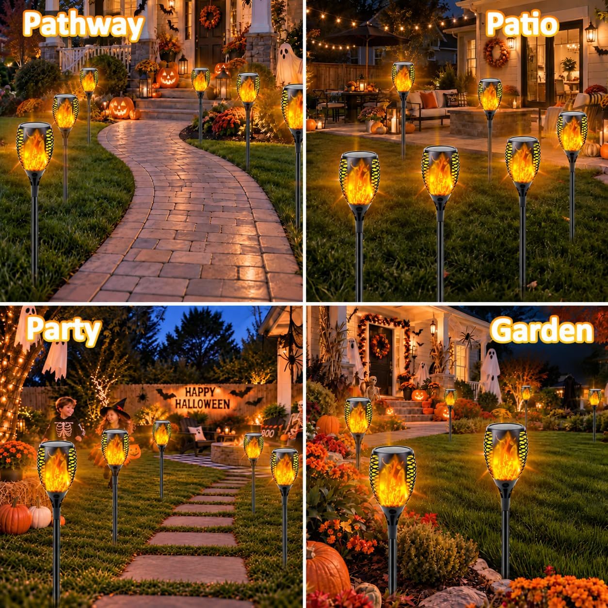 Detalle 2 de SANJICHA Solar Torch Lights, 6-Pack Orange Flickering Flame, IP65 Waterproof