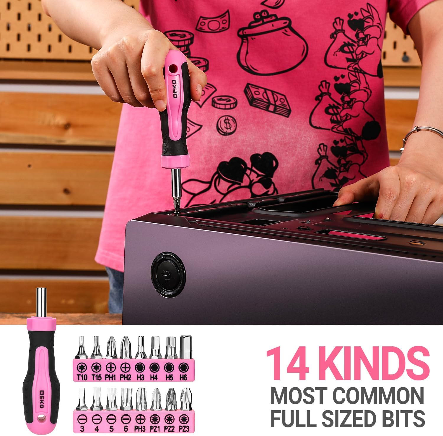 Thumbnail 5 de DEKO Kit di attrezzi Rosa 42 pezzi: valigetta pratica per fai-da-te femminile