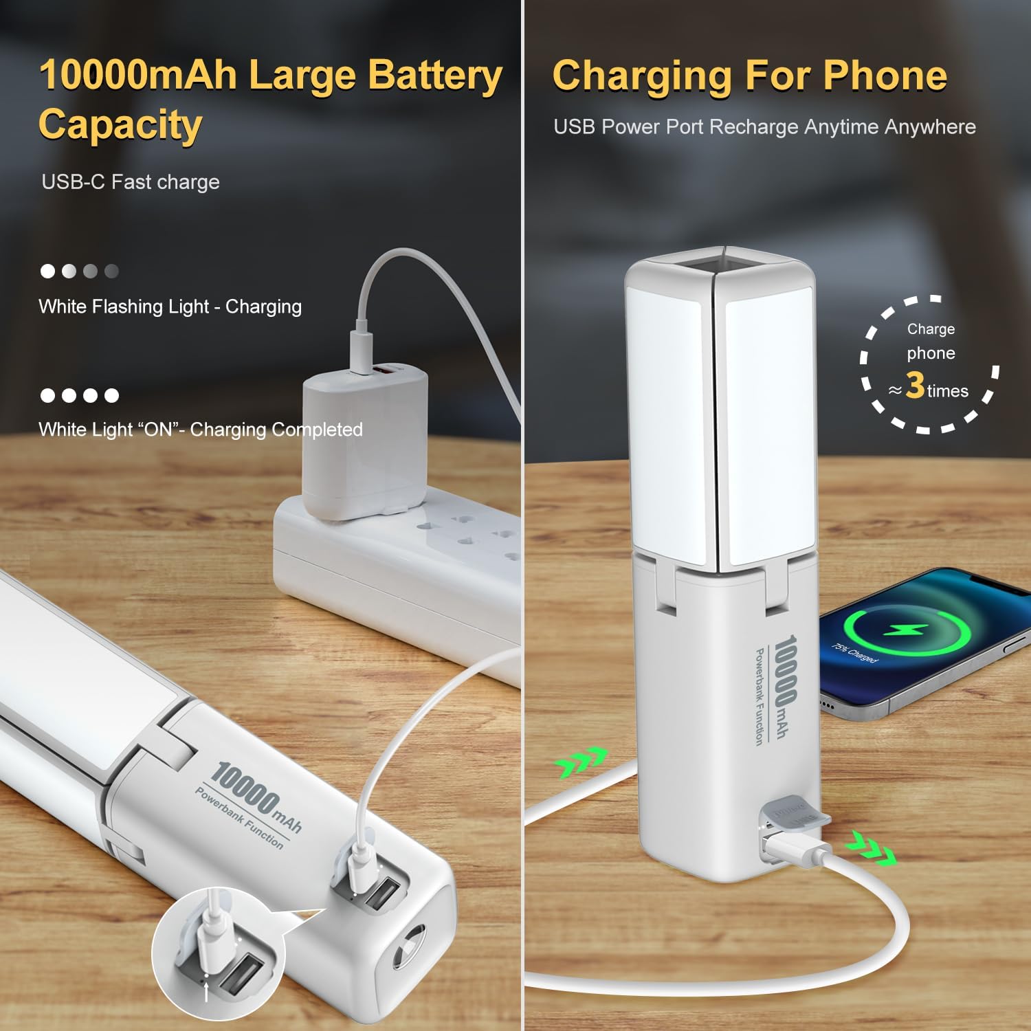 Detalle de KLARUS CL2 Lampe Camping Multifonctionnelle — Lanterne déformable 10000 mAh, 750 lumens