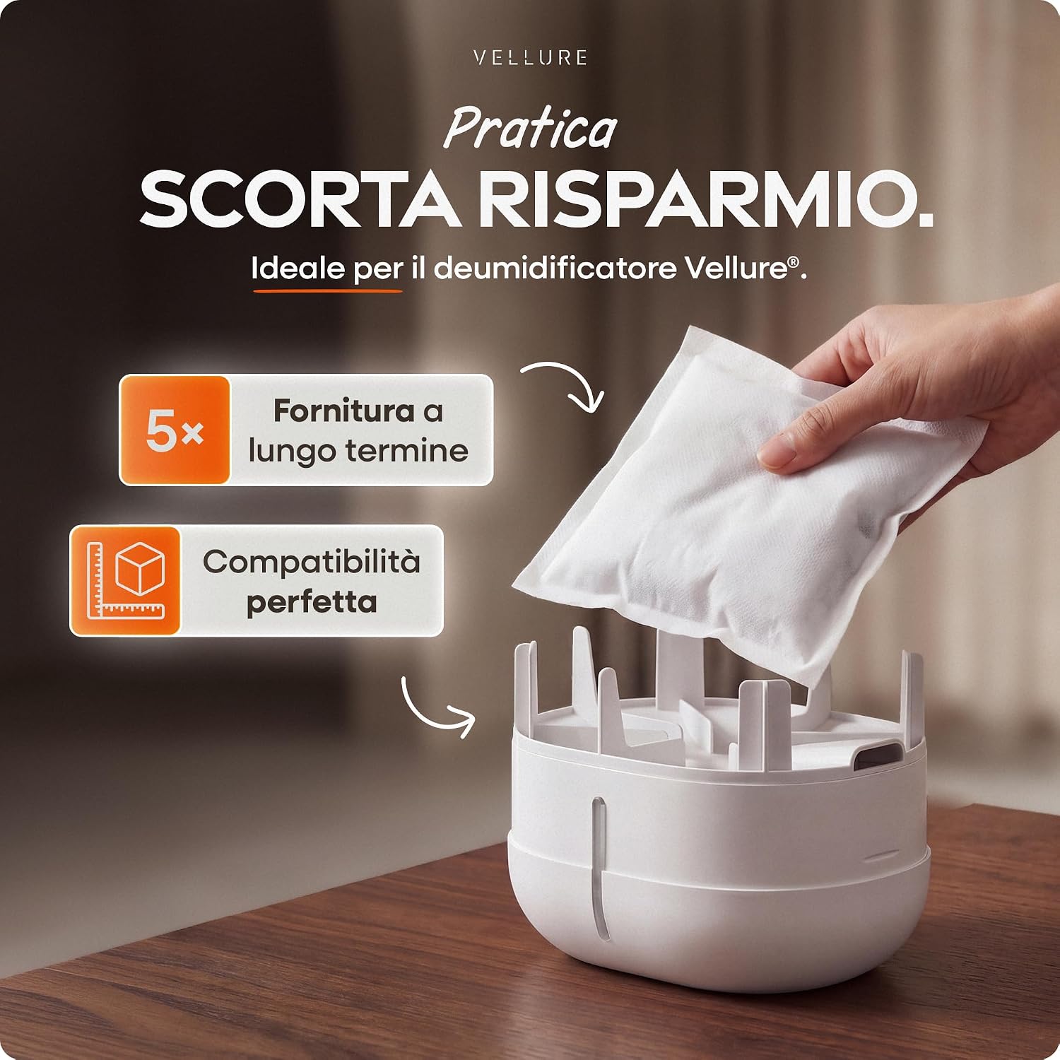 Thumbnail 1 de Vellure® 5 confezioni di ricarica per deumidificatori, 600 g ciascuna (set da 5)