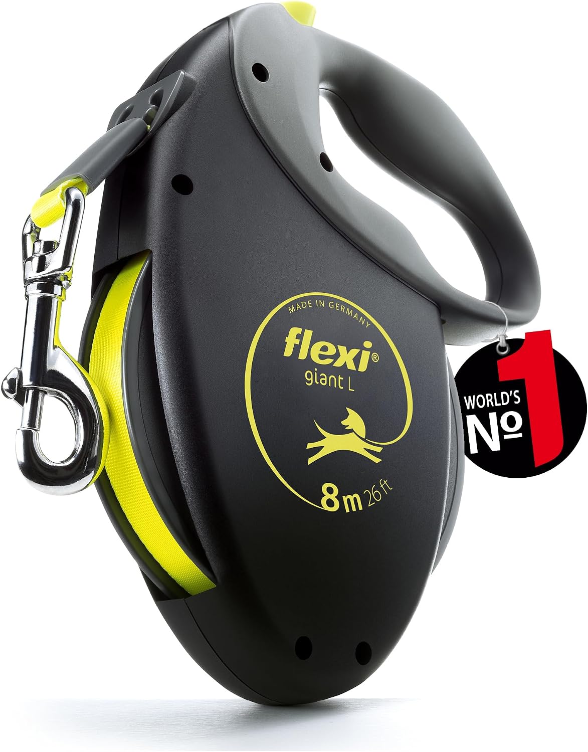 Detalle de flexi Giant L Hundeleine, 8 m Gurt – schwarz/neon-gelb