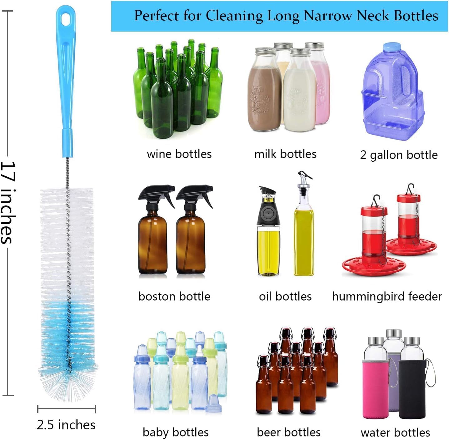 Detalle de ALINK brush11blue 11-Piece Bottle Cleaning Brush Set, Blue