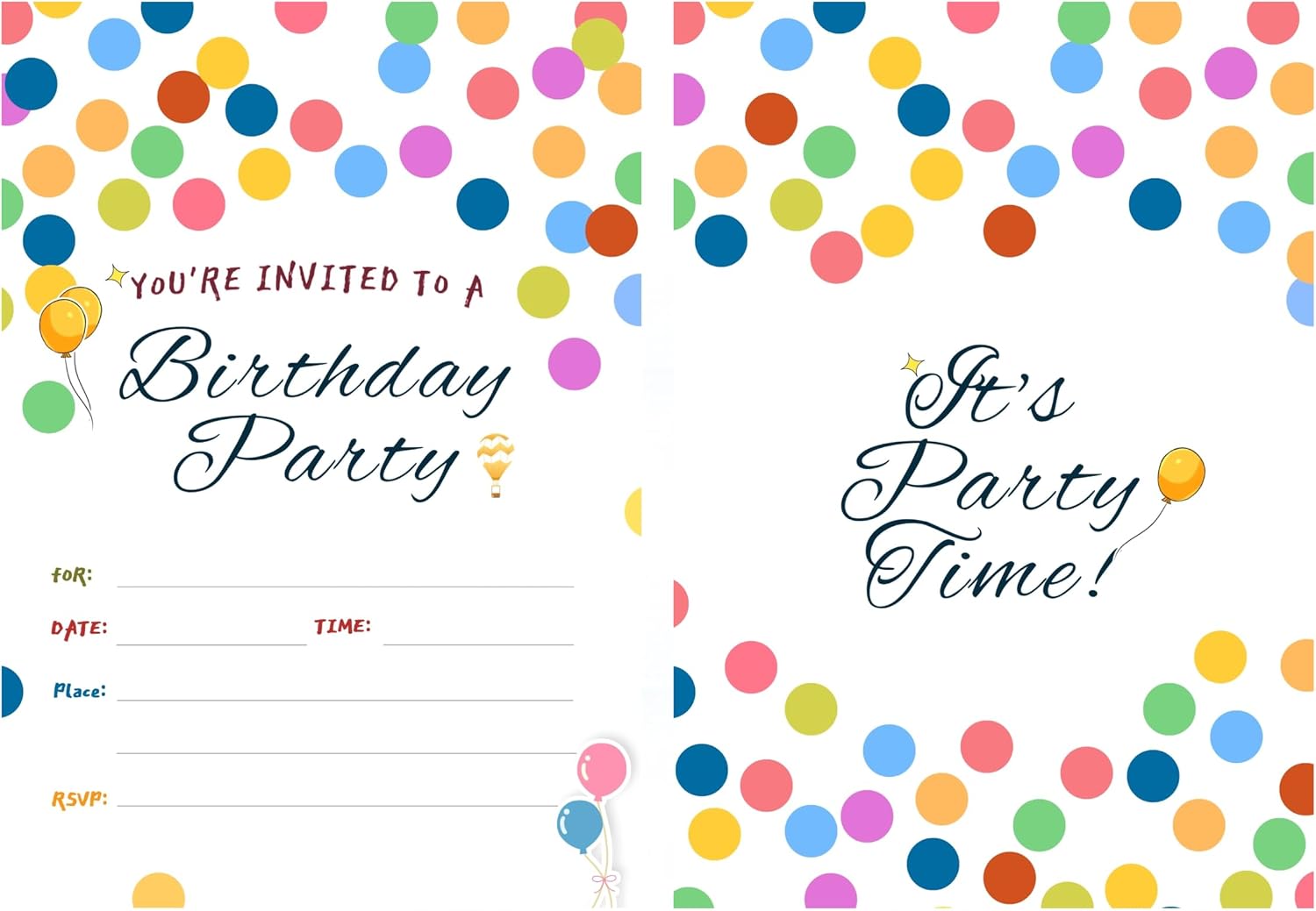 Birthday party invitation cards, 4.72 x 6.69 inches