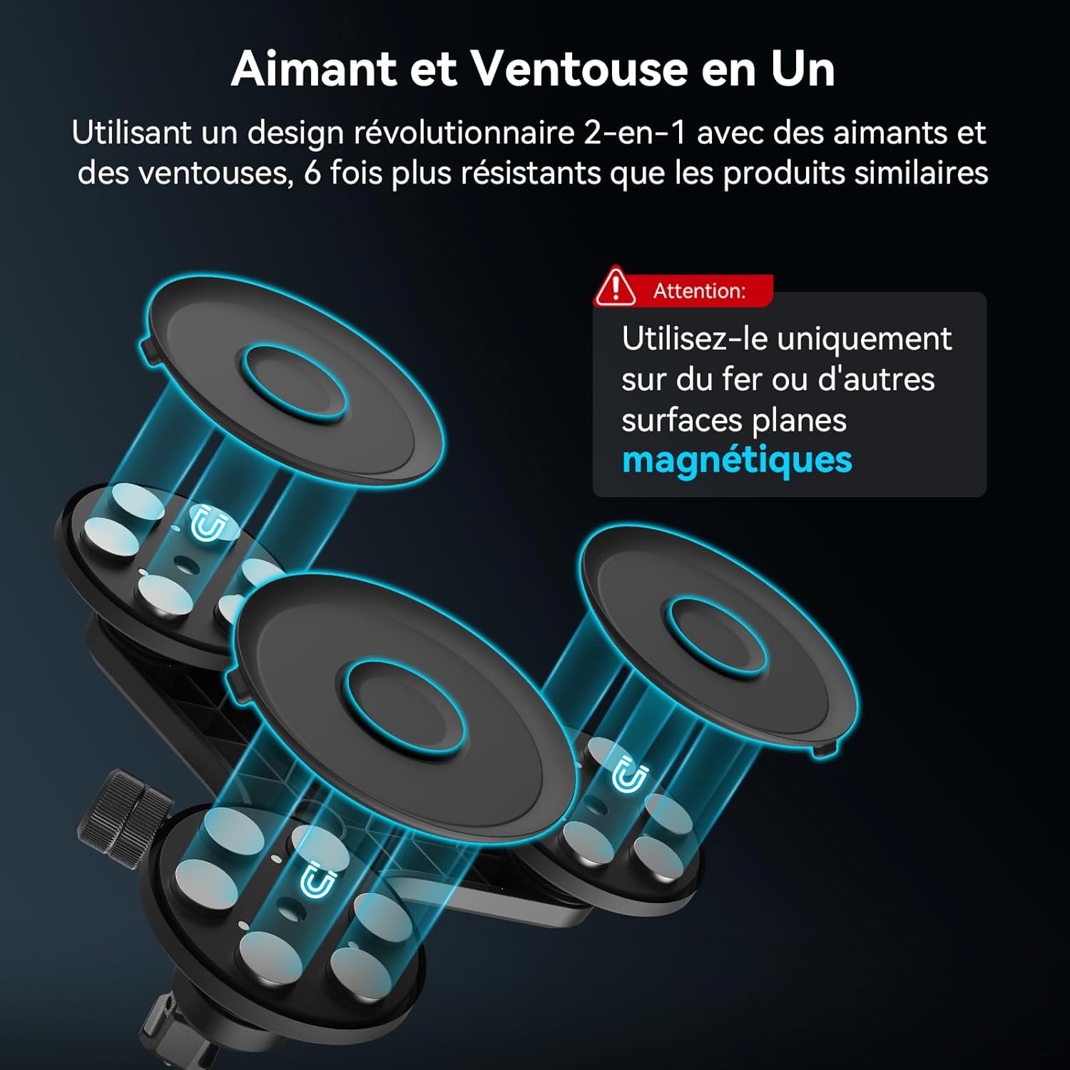 Thumbnail 1 de SMALLRIG 2-en-1 ventouse et aimant Triple Suction Cup Mount 4468 pour caméras d’action