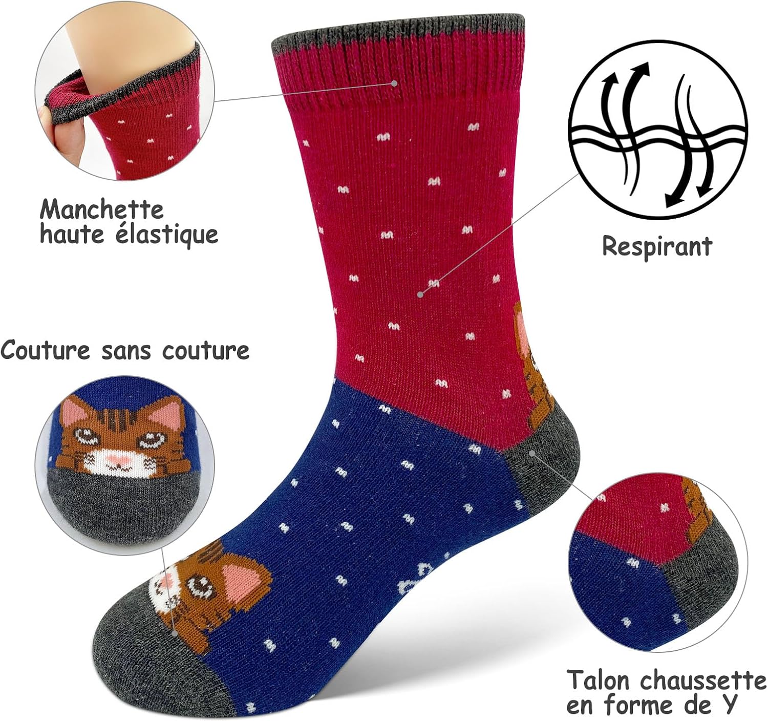Detalle 1 de LOFIR chaussettes fantaisie coton 5 paires