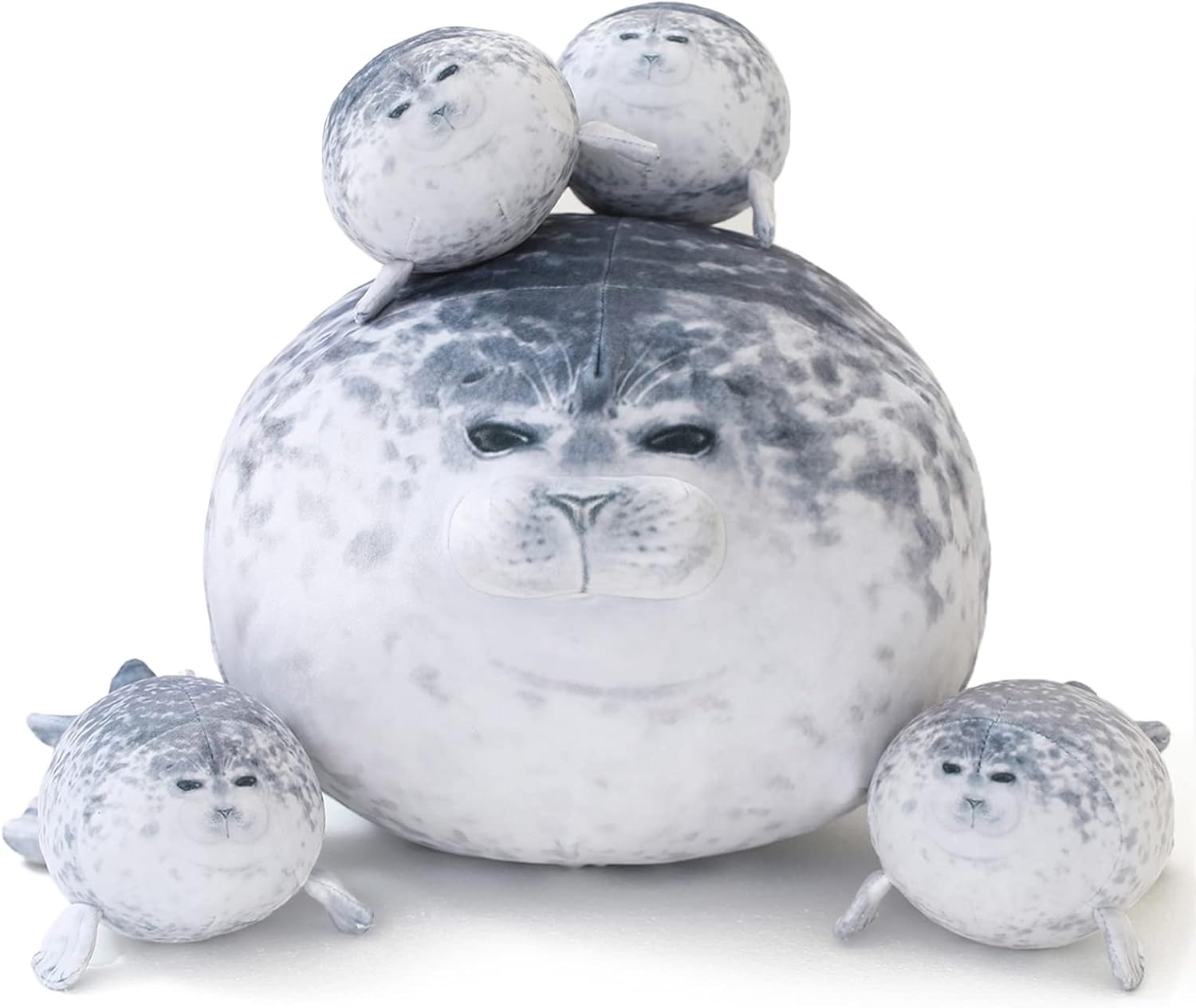 Detalle de SQEQE Almohada de Foca gordita con 4 peluches bebé