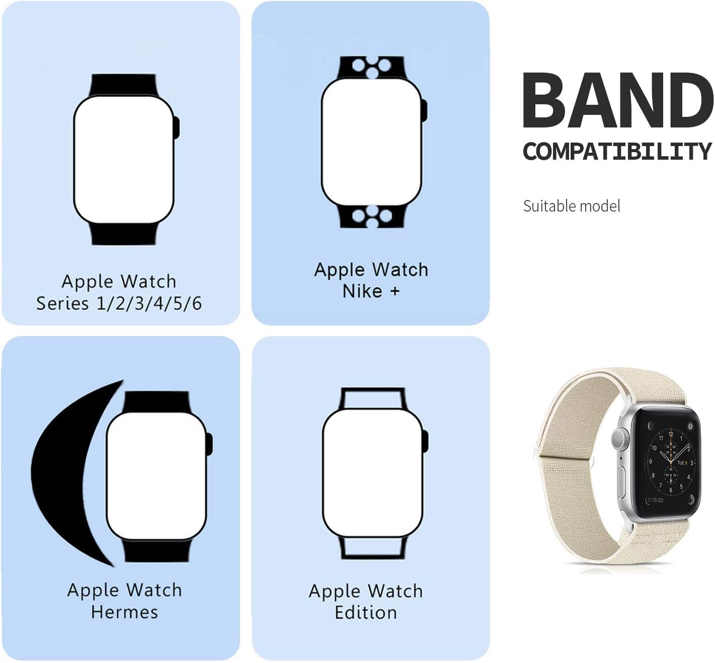 Thumbnail 2 de Ecogbd Elastic Replacement Strap for Apple Watch – 38–49mm, Soft Nylon, No Buckle