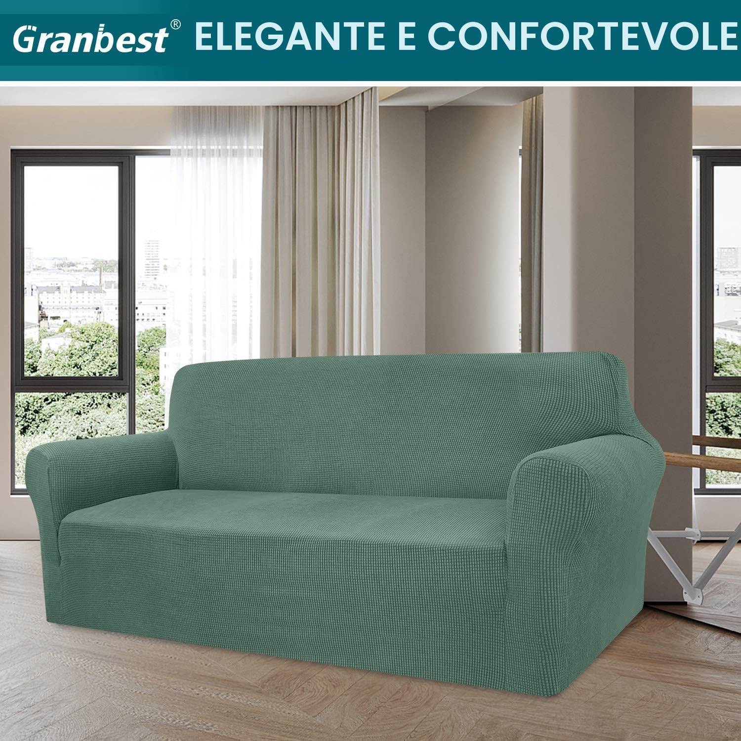 Detalle de Granbest Copridivano altamente elasticizzato, jacquard – 3 posti sabbia