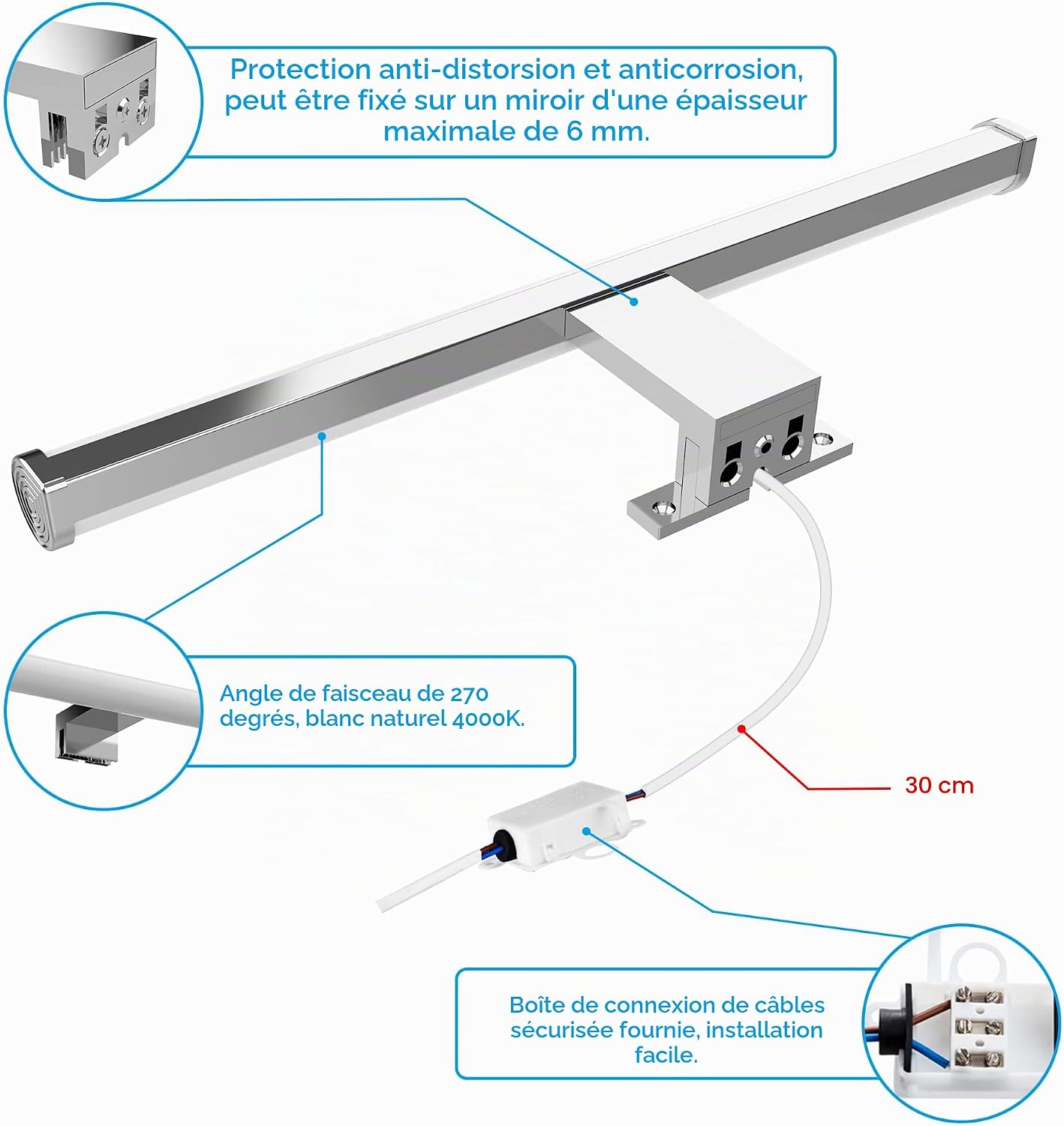 Detalle 2 de Aogled 7eb01236-f205-4eca-b7c2-d8fb978fc3f0 led-spiegellamp 40 cm, 10 W, IP44