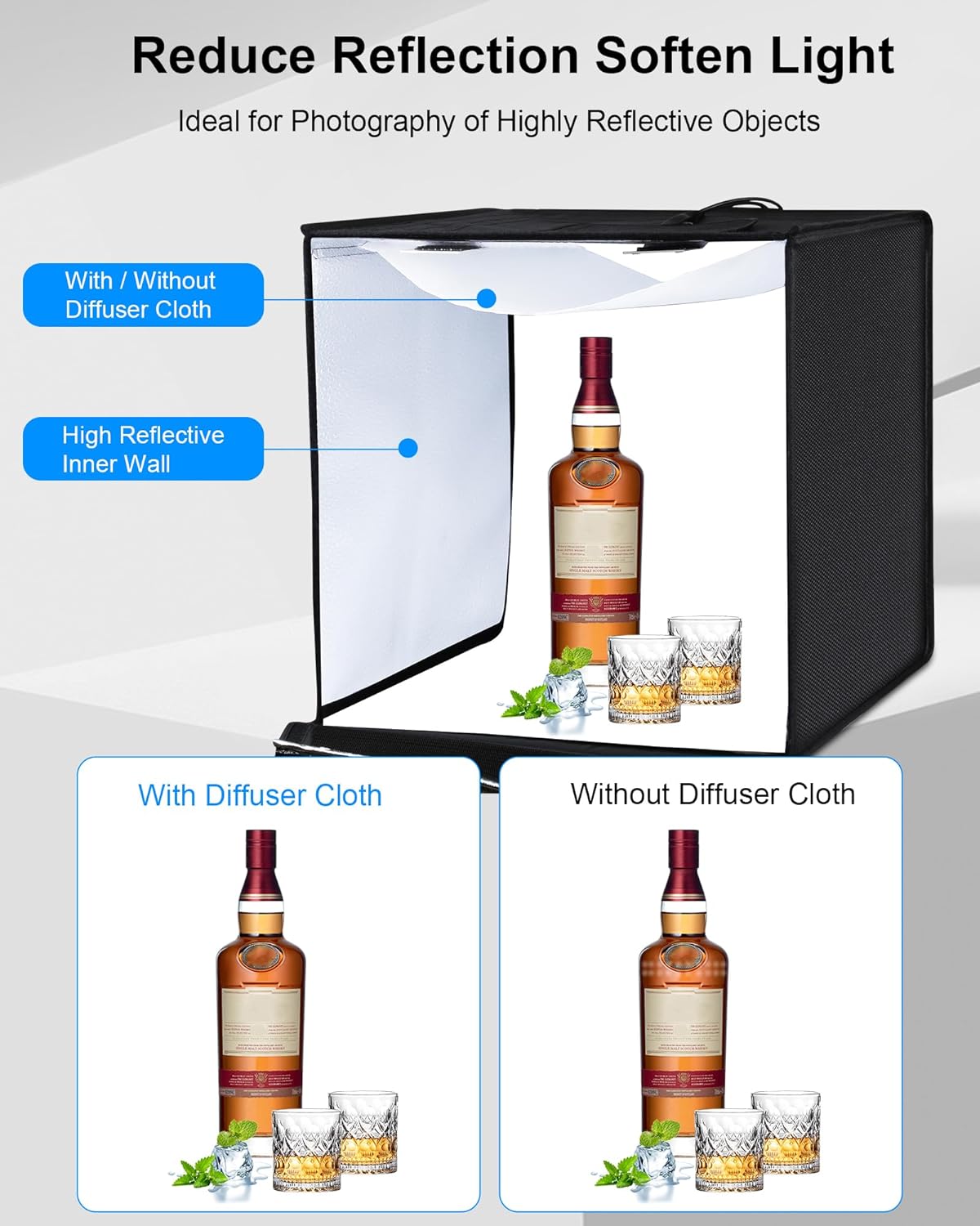 Thumbnail 2 de PULUZ 24x24 Inch Light Box Photography Studio with 120 LED Lights, 6 Backdrops