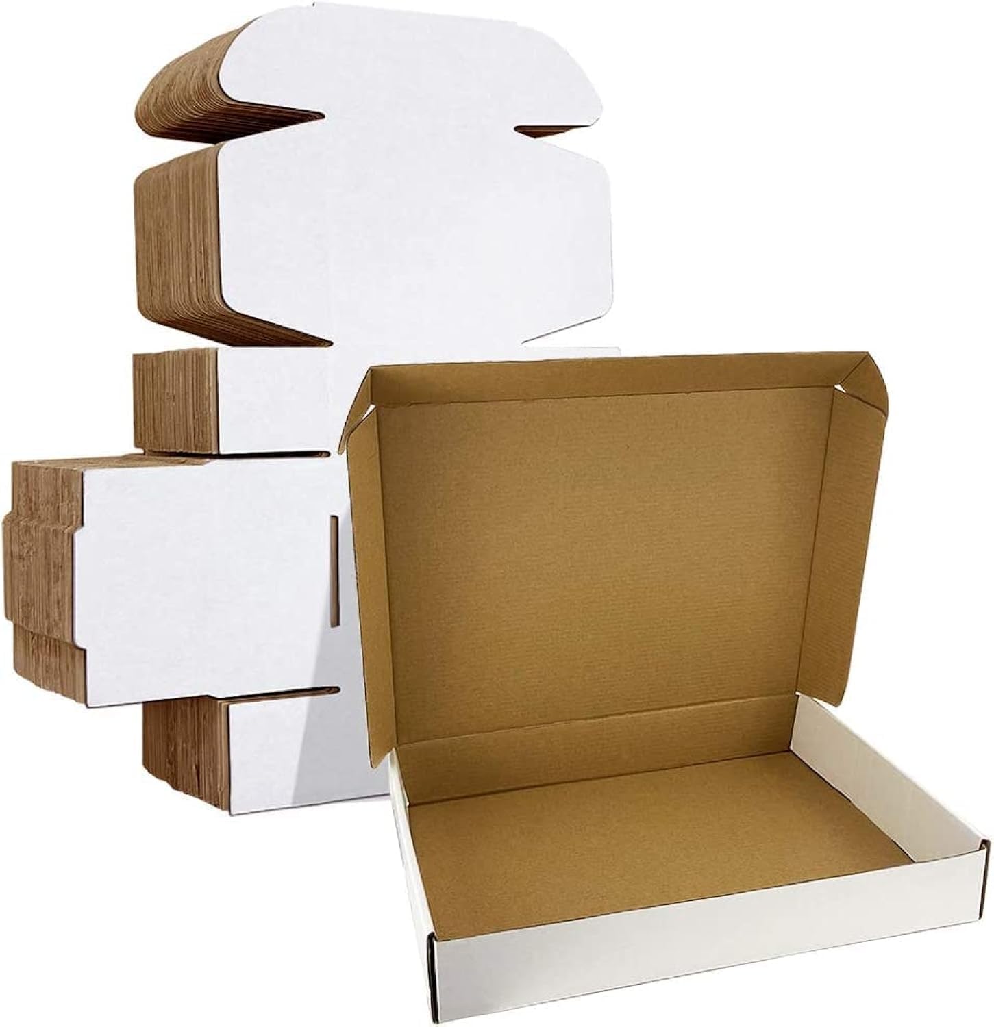 Horlimer 25 Pack Shipping Boxes (13 x 10 x 2 inches) White Corrugated Cardboard Mail Boxes