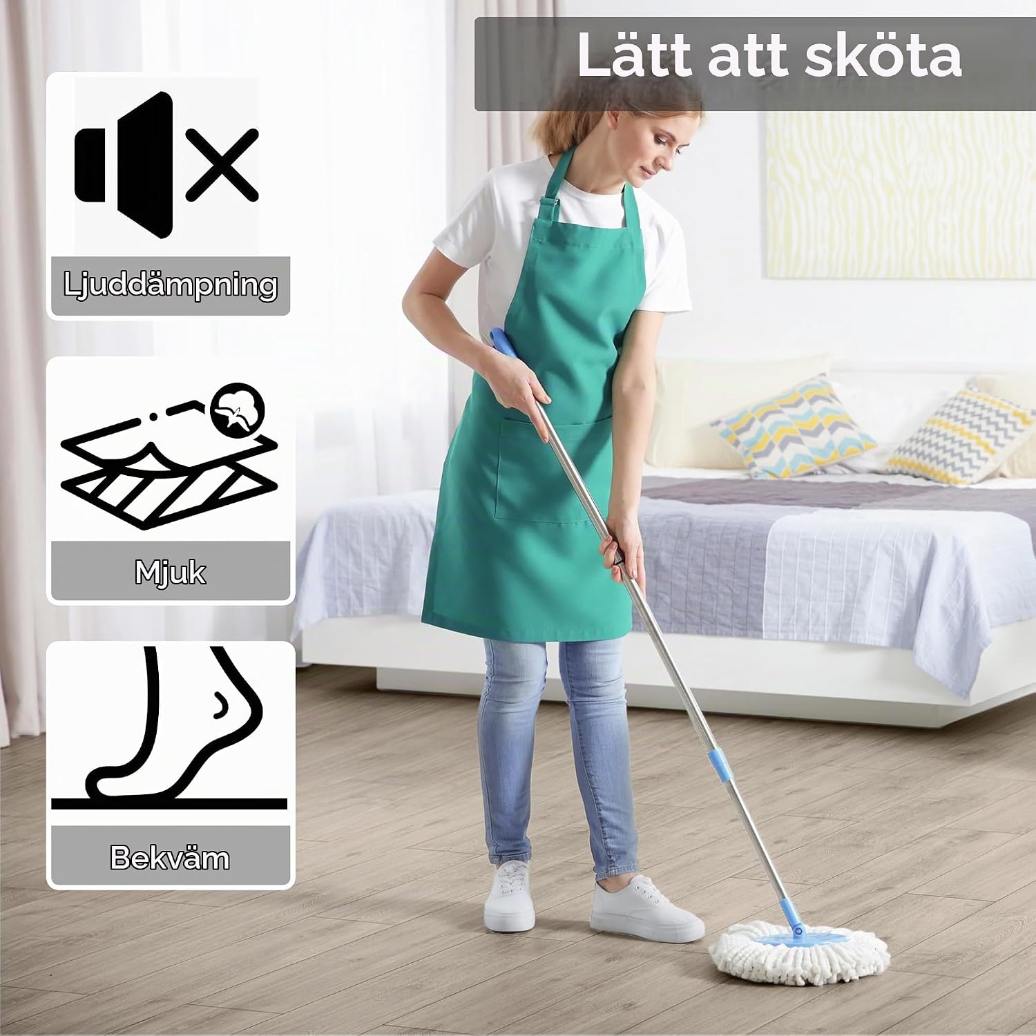Detalle 2 de UISEBRT självhäftande PVC-golv i vit ek, 18 plankor för cirka 2,5 m²