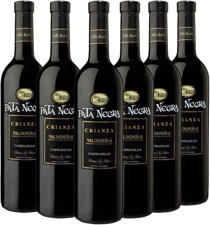 Detalle de Pata Negra Crianza Vino Tinto D.O Valdepeñas 🍷 Caja 6 Botellas
