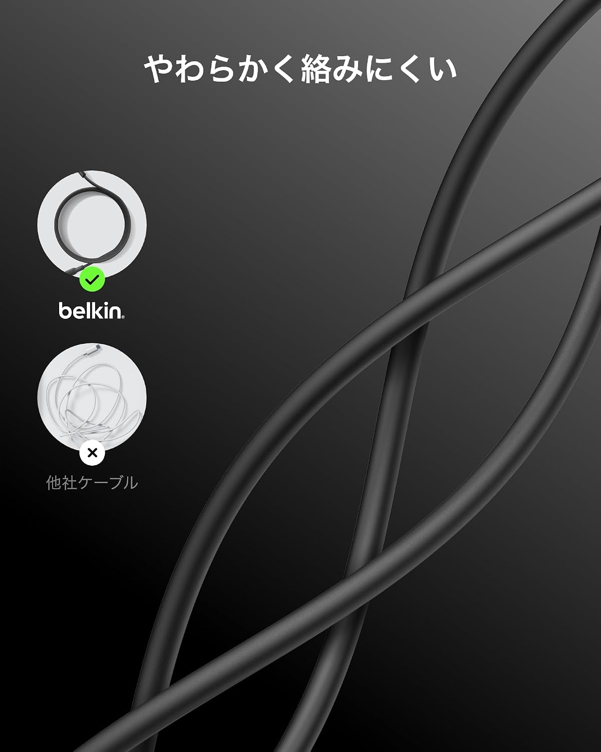 Detalle de Belkin CAB021fq1MBK USB-A to USB-Cケーブル 1m、MFi認証・急速充電対応