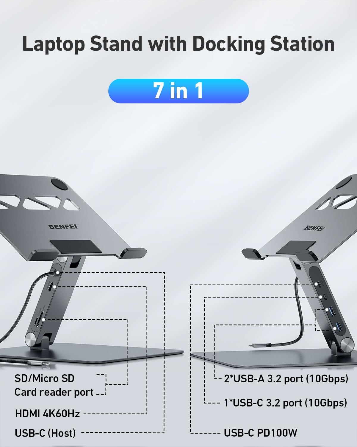 Detalle 2 de BENFEI Laptop Ständer mit 100W Power Delivery