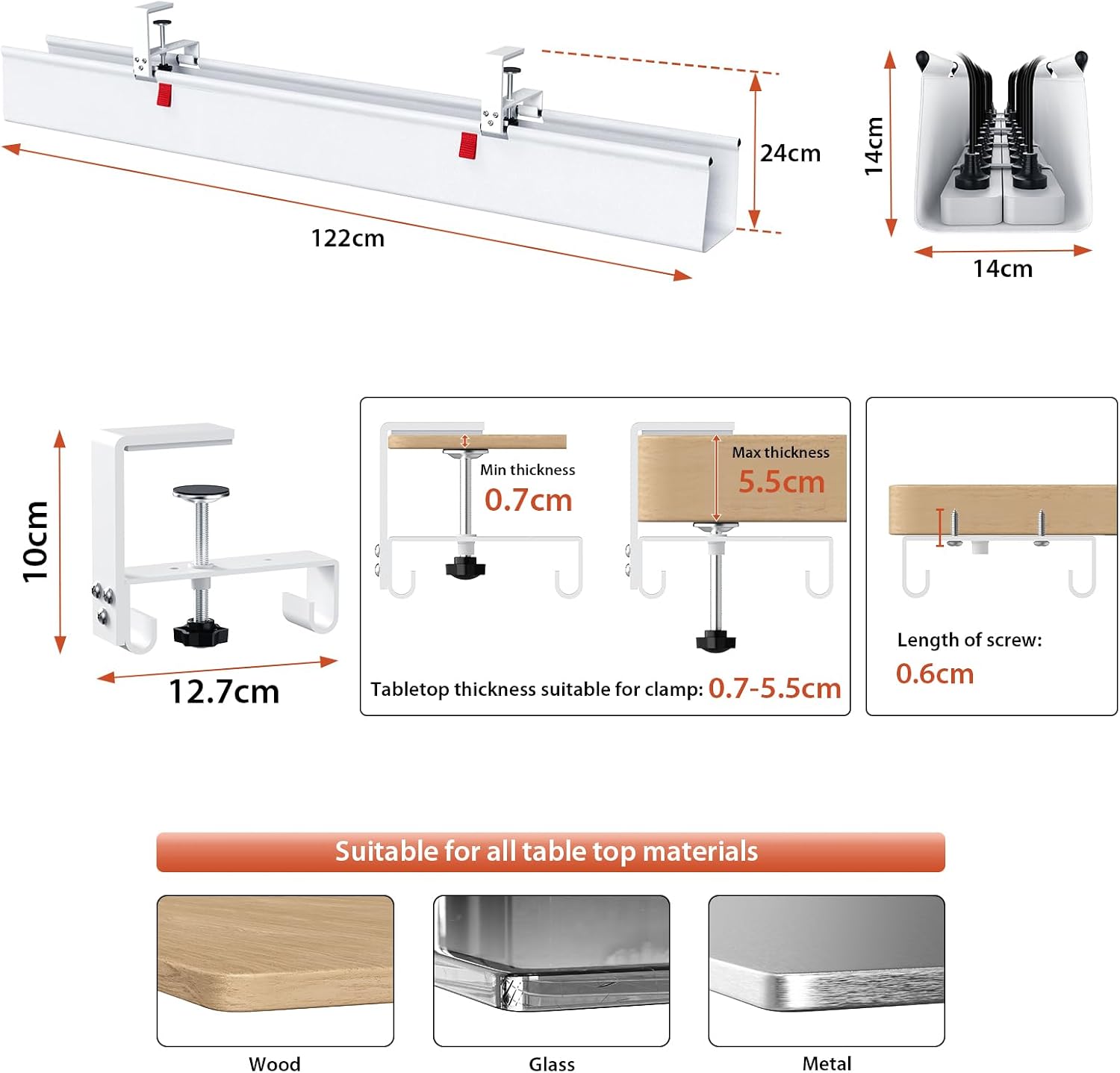 Detalle 1 de Univivi Kabelmanagement Schreibtisch 120 cm